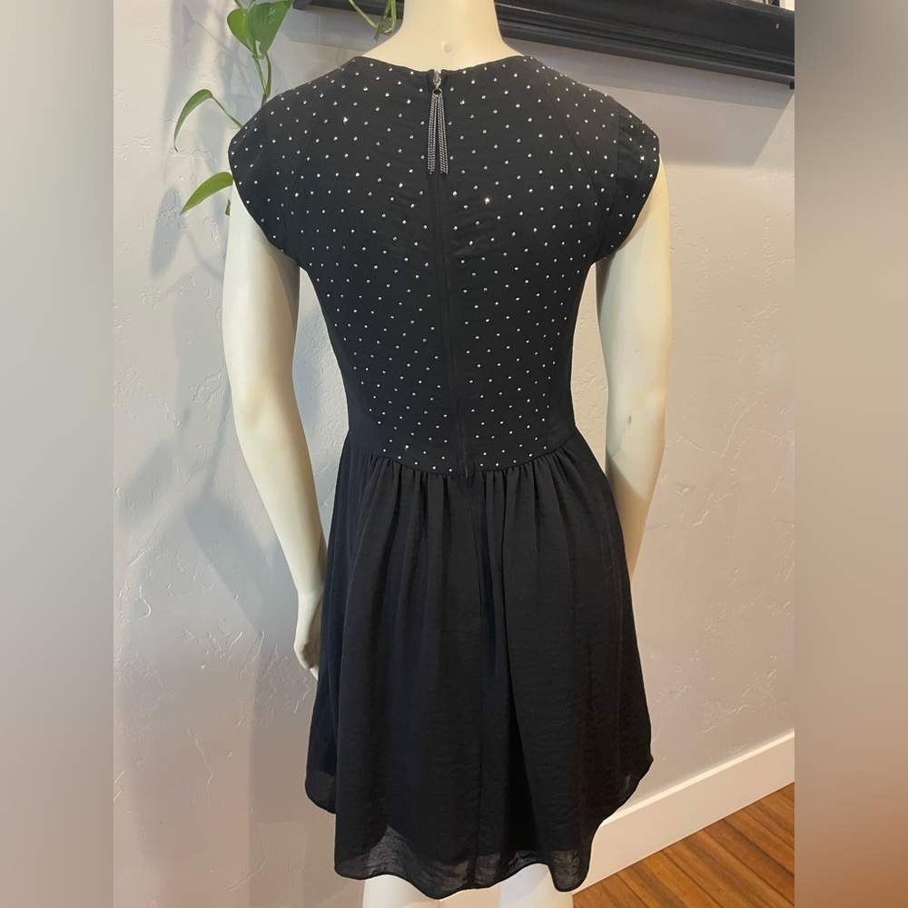 Rebecca Taylor Black Mini Dress with silver embellishments size 0